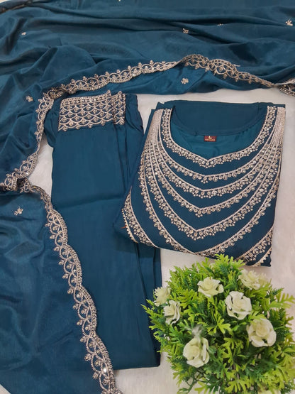 Tulsi Roman Silk Embroidered Suit Set