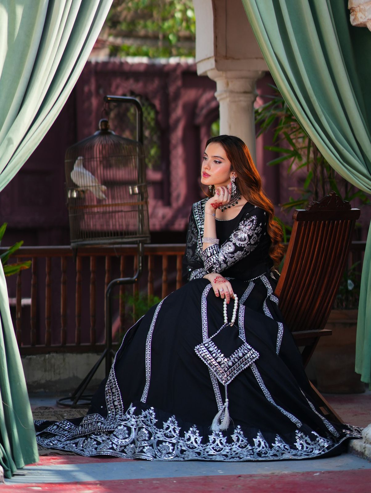 Elegant Black Velvet Lehenga Choli with Silver Thread & Sequence Work | Party Wear & Festive Collection