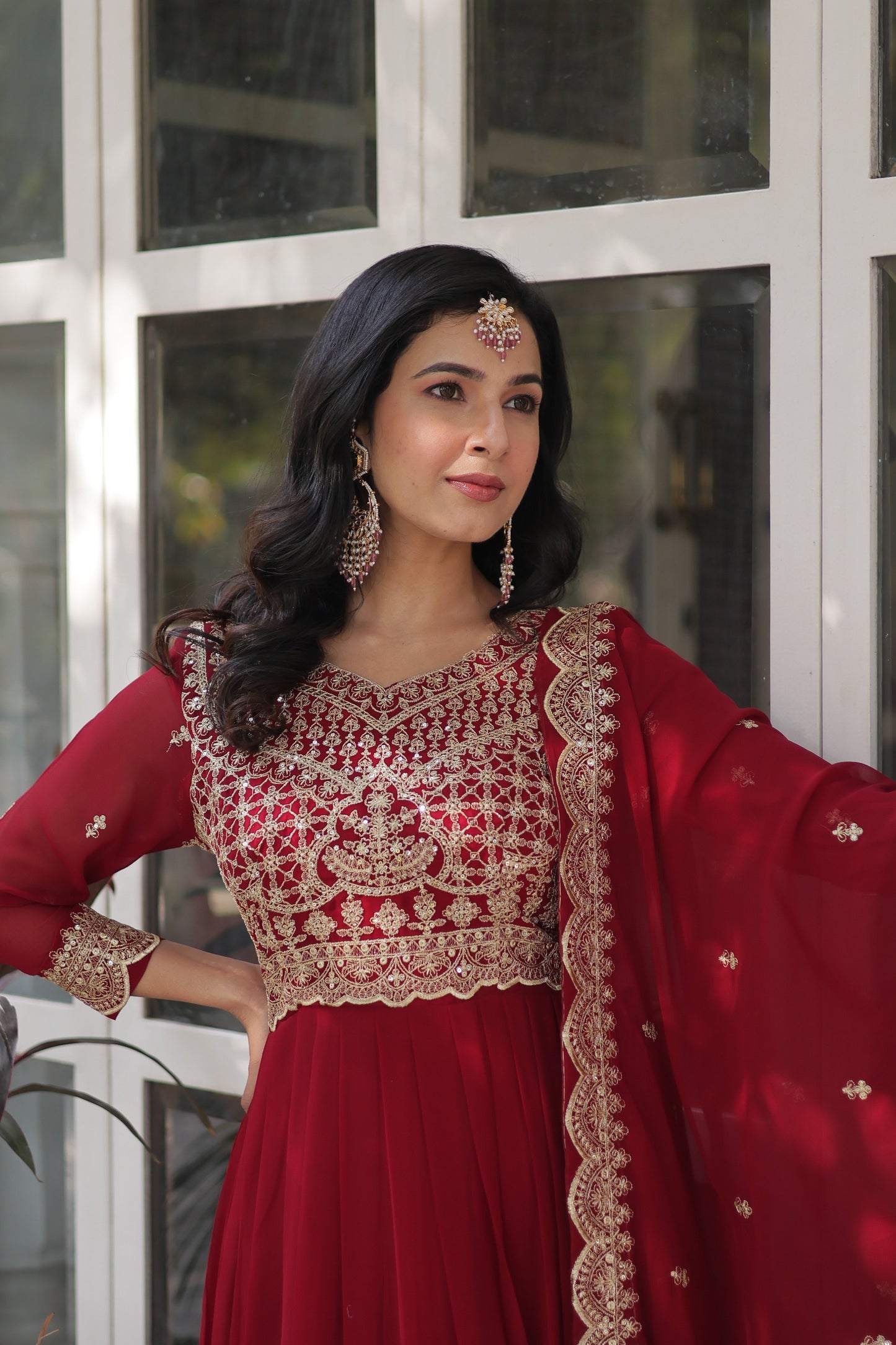 Designer Embroidered Gown with Dupatta