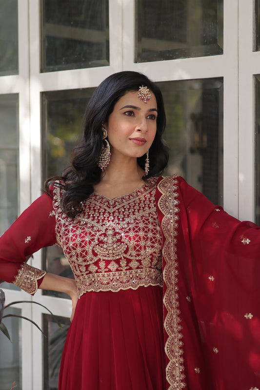 Designer Embroidered Gown with Dupatta
