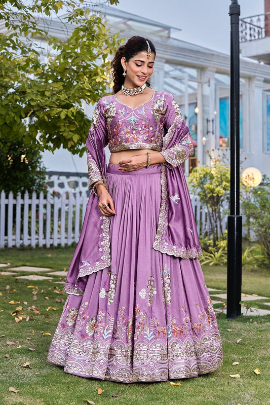 Wedding Embroidery Vichitra Lehenga Choli