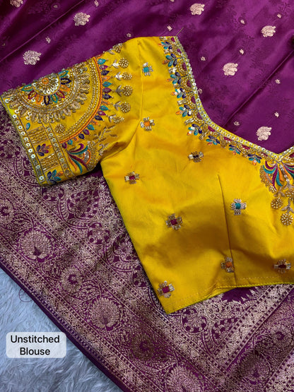 Maharani Banarasi Satin Silk Saree with Handwork Blouse