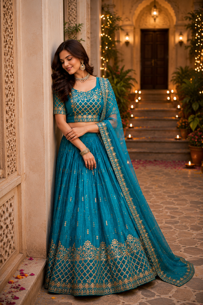 Women's Embroidered Wedding Lehenga Choli Set