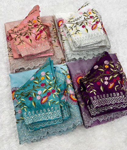 Designer Georgette Embroidery Saree – Disha Collection