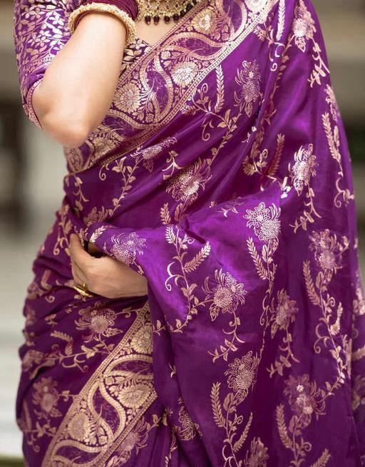 Royal Purple Floral Woven Saree