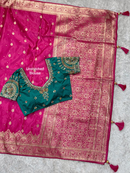 Maharani Banarasi Satin Silk Saree with Handwork Blouse