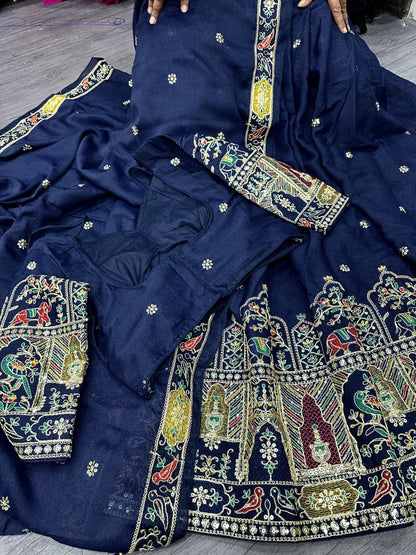 Heavy Embroidery Star Georgette Lehenga Choli Set