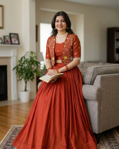 Premium Embroidered Koti Style Lehenga Set
