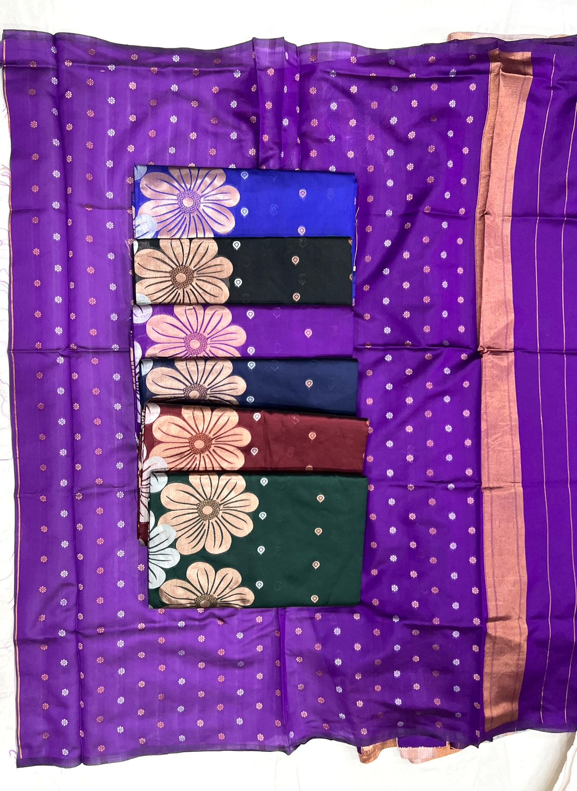 Navy Blue Floral Saree