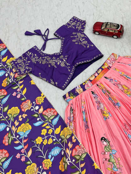 Kalamkari Print Cotton Lehenga Choli