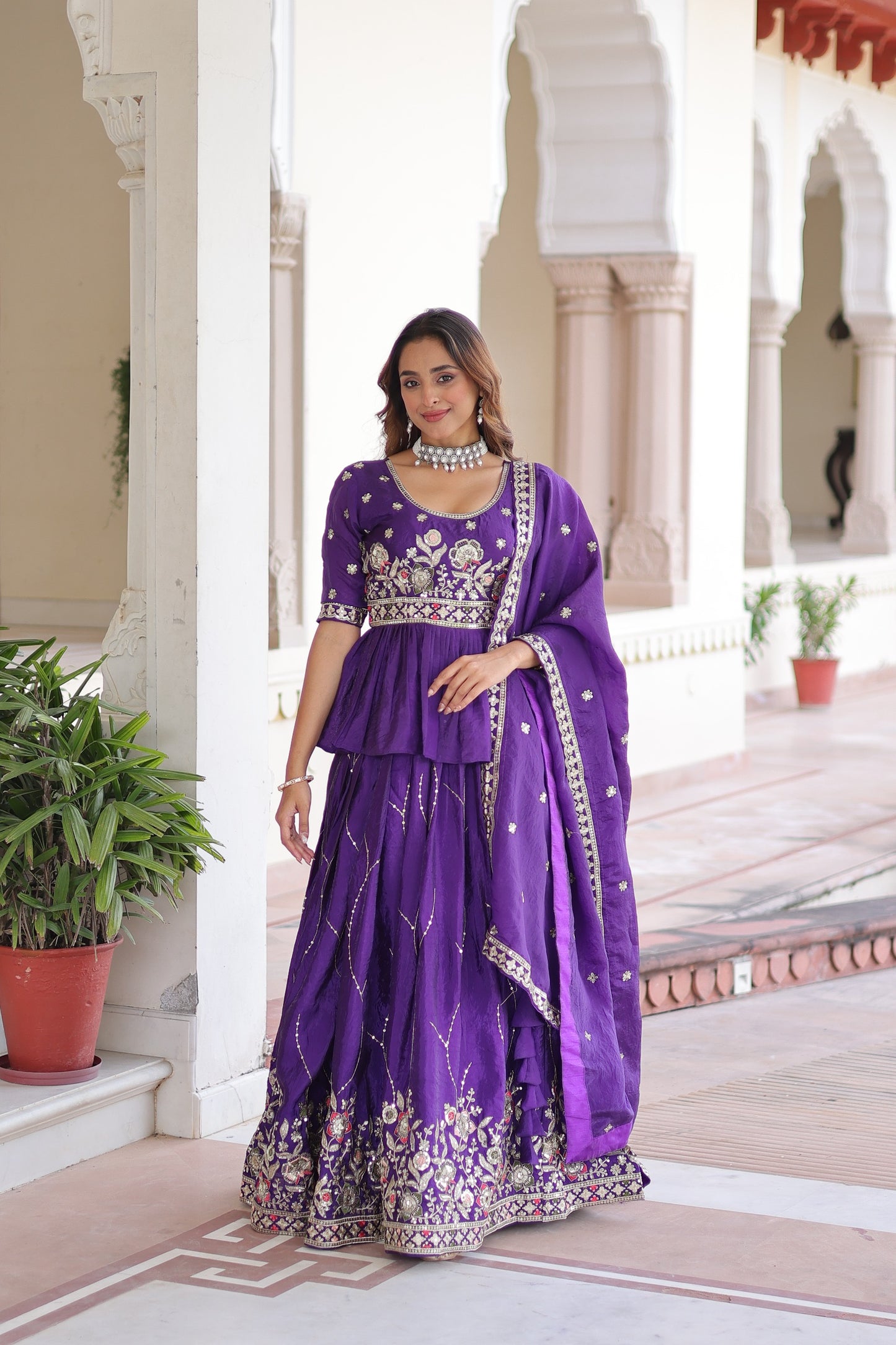 Premium Gold Crush Embroidered Lehenga Choli Set