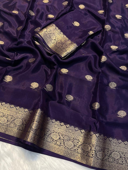 Soft Crepe Silk Saree with Jacquard Butta & Zari Border
