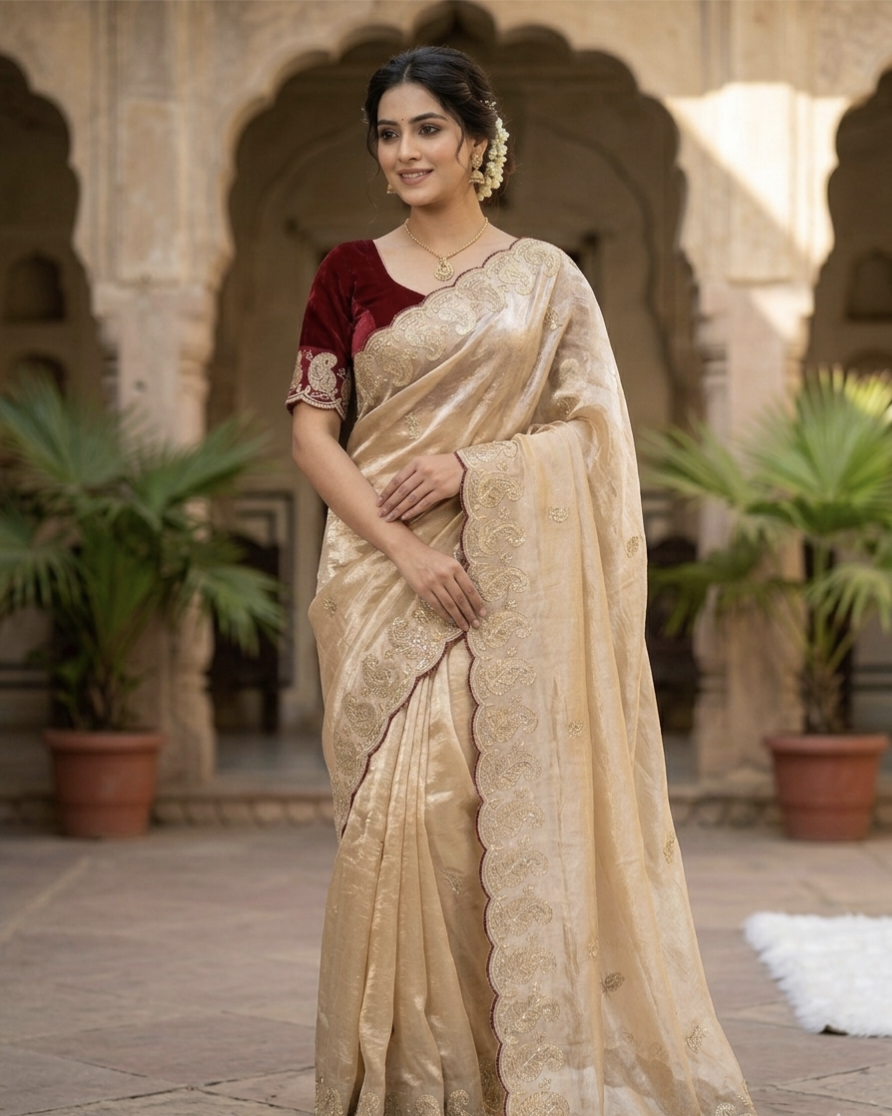 Soft Space Silk Saree With Zari & Sequins Work | Premium Designer Party Wear Saree