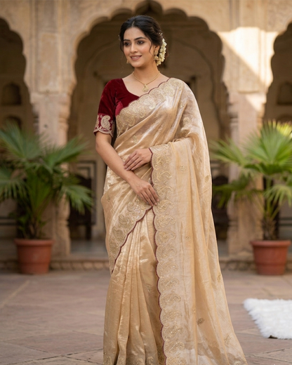 Soft Space Silk Saree With Zari & Sequins Work | Premium Designer Party Wear Saree