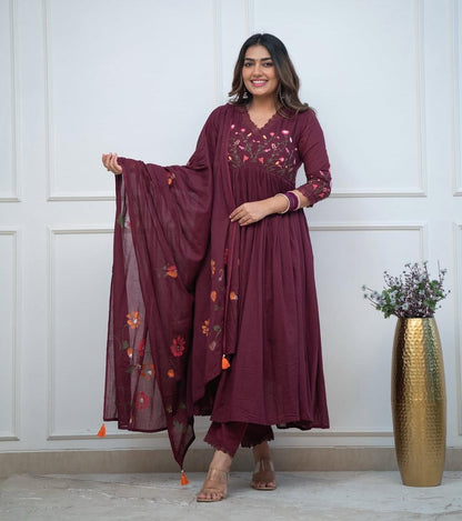 Cotton Kurti Pant Dupatta Set