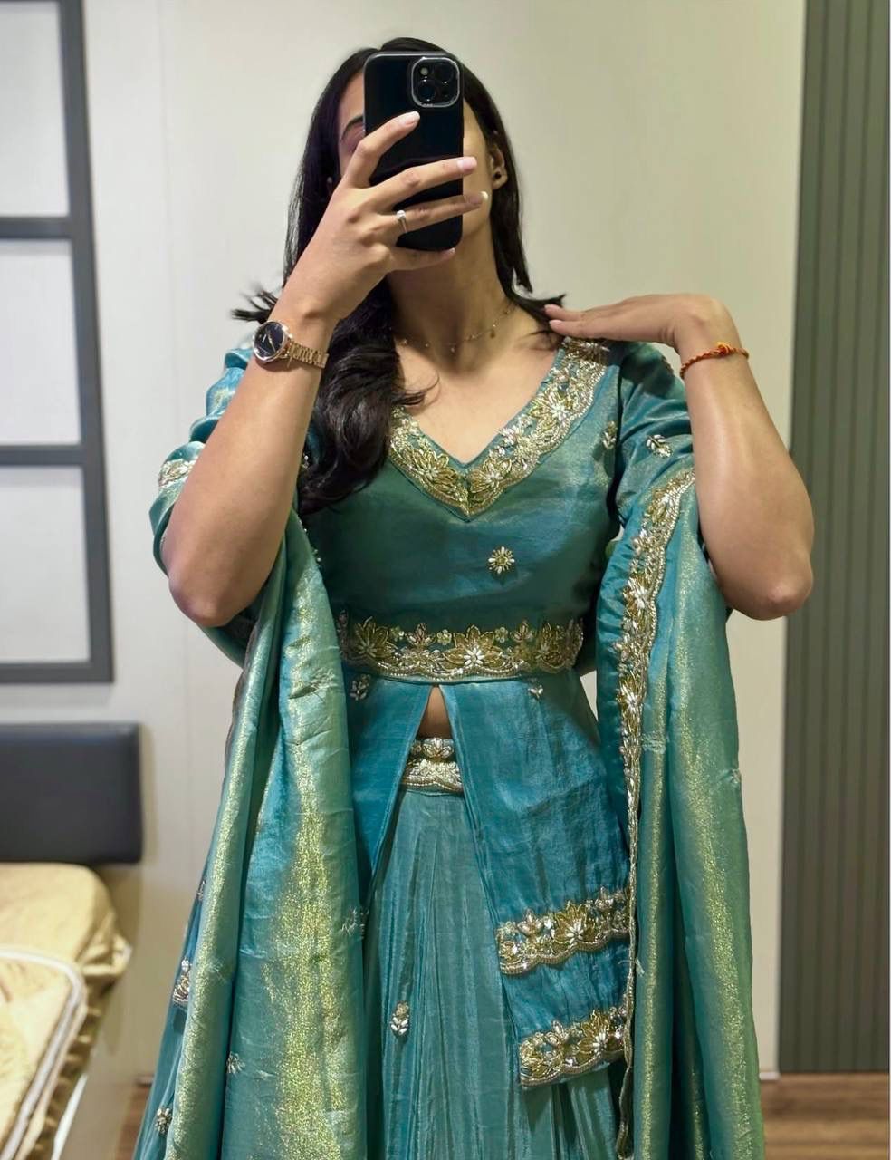 Premium Chinon Silk Wedding Wear Lehenga Choli with Sequence Work