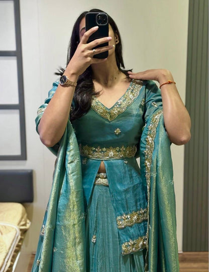 Premium Chinon Silk Wedding Wear Lehenga Choli with Sequence Work
