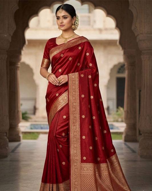 Soft Crepe Silk Saree with Jacquard Butta & Zari Border