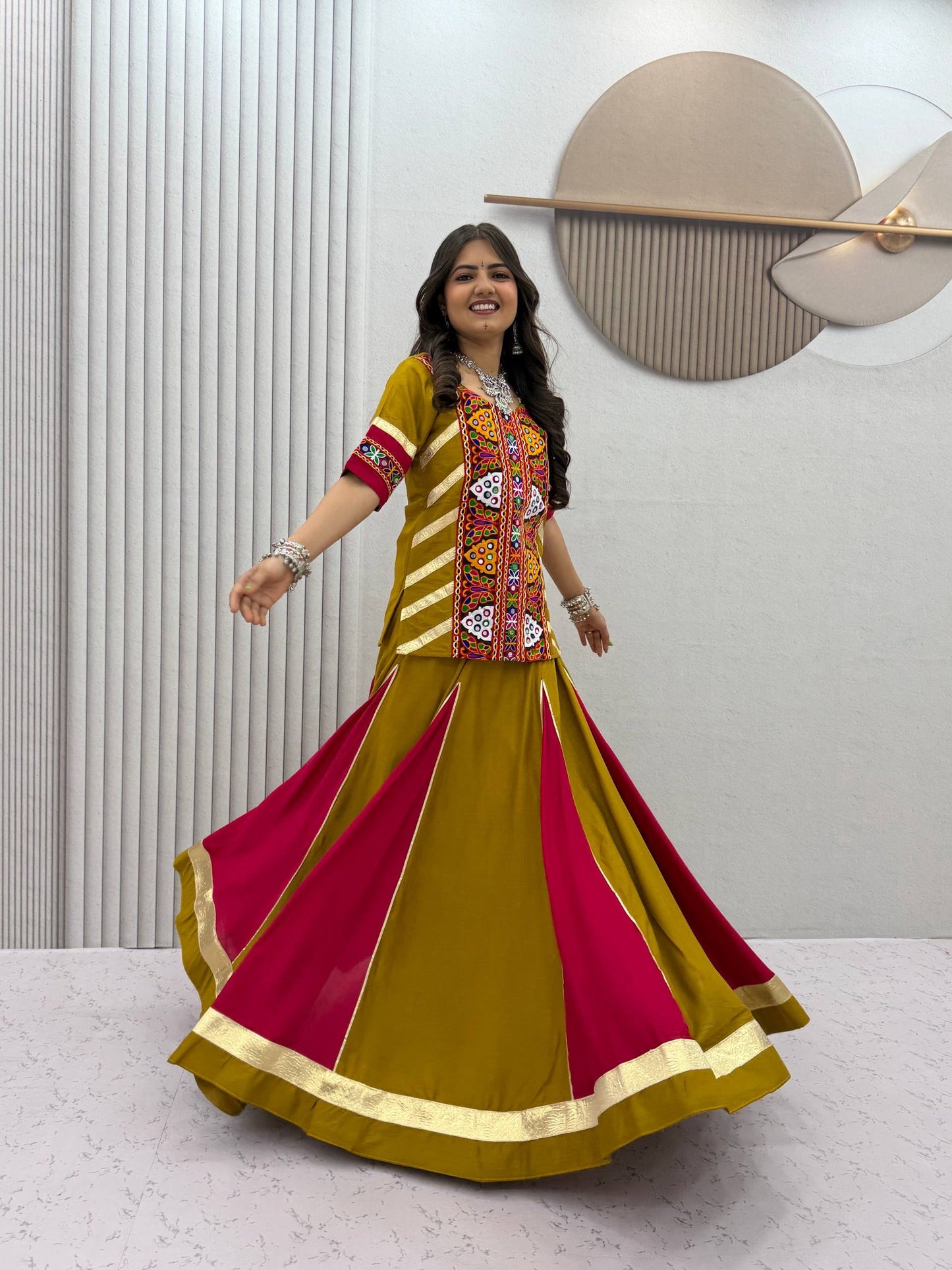 Navratri Special Pure Cotton Kediyu Lehenga Set | 6 Meter Flair | Garba & Dandiya Dress