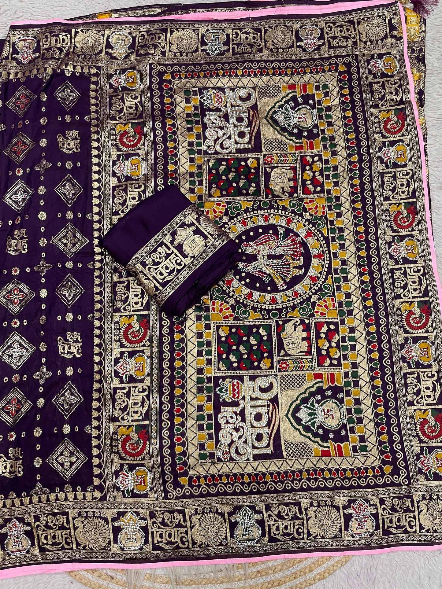 Wedding Special Dola Silk Designer Saree with Zarkhan Work