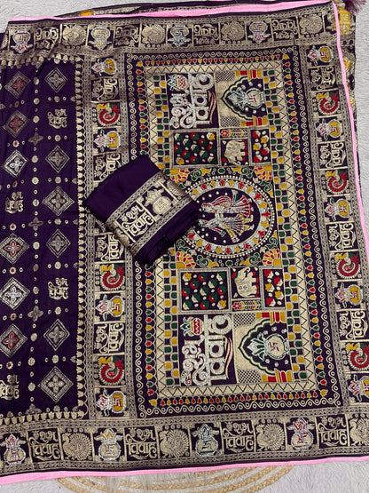 Wedding Special Dola Silk Designer Saree with Zarkhan Work