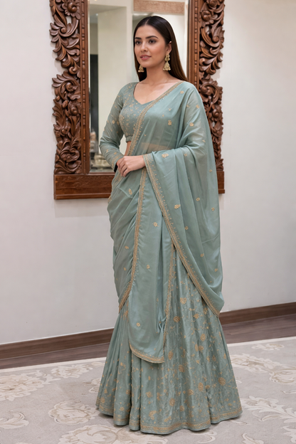 Heavy Fendy Silk Embroidered Lehenga Choli with Dupatta – Wedding & Festive Wear (XL–2XL)
