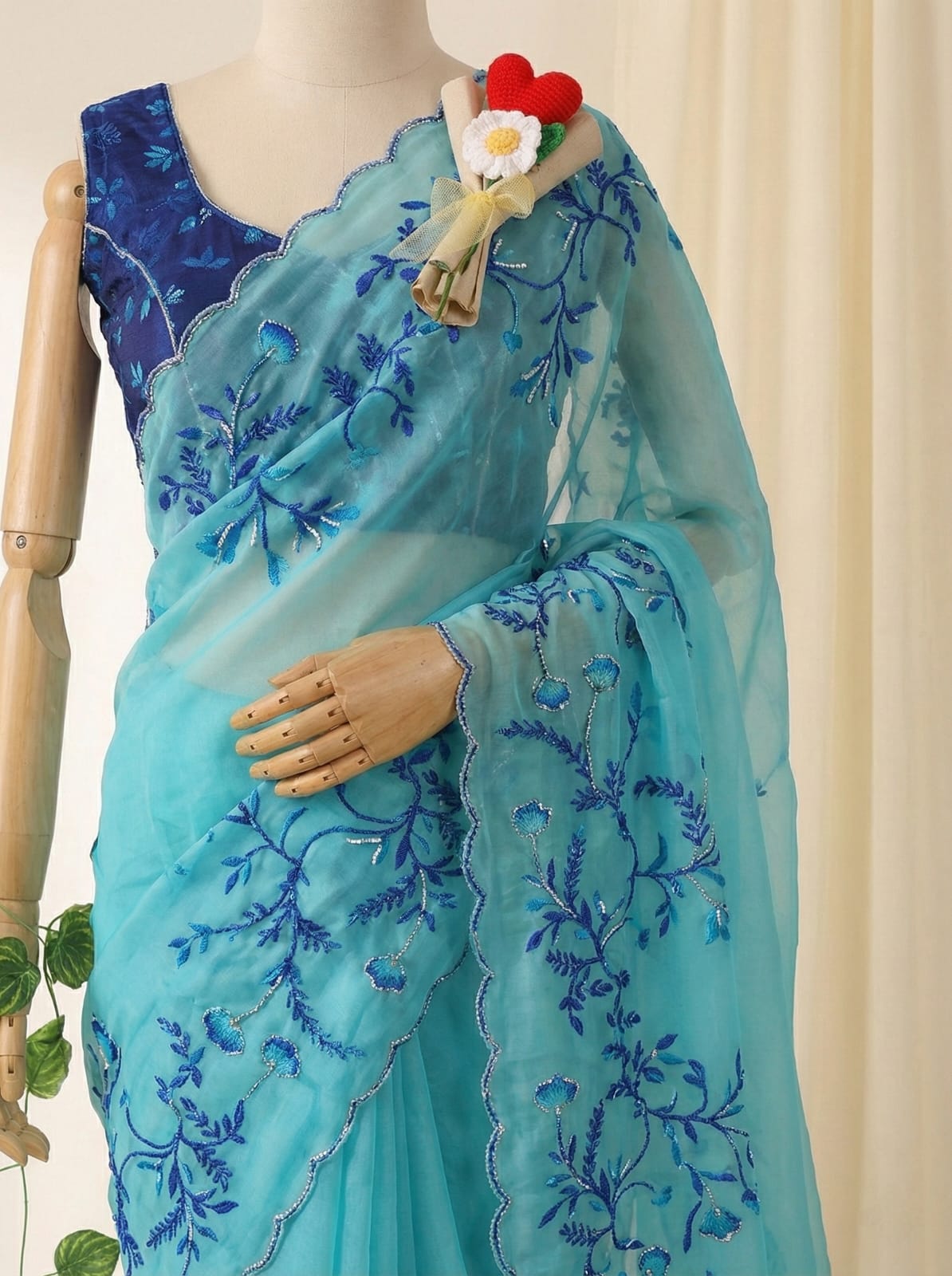 Radhika Tebby Silk Embroidered Saree with Handwork Blouse