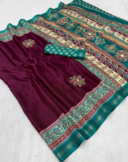 Premium Mul Cotton Printed Saree with Mirror Work & Designer Border