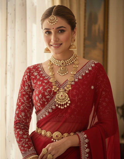 Neha Georgette Embroidery Saree – Rich Look Designer Sequence Work Saree