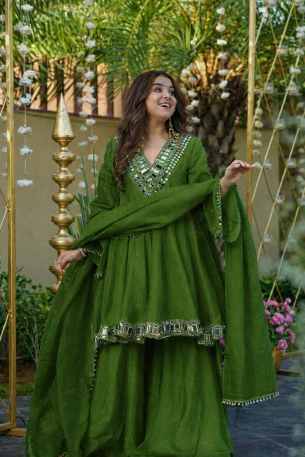 Aliya Cut Kediya Style Real Mirror Work Plazzo Set | Soft Chinon Festive Wear