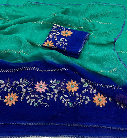 New Arrival Crunchy Pedding Embroidery Saree Collection