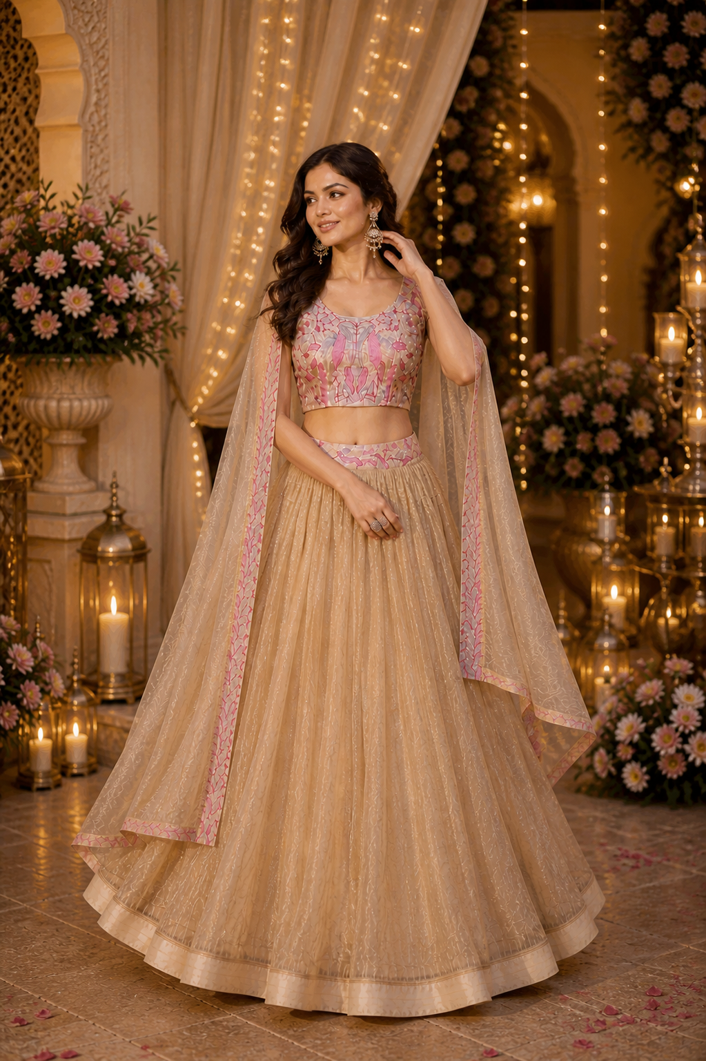 Premium Sindur Silk Embroidered Lehenga Choli Set with Shrug – Wedding & Festive Wear