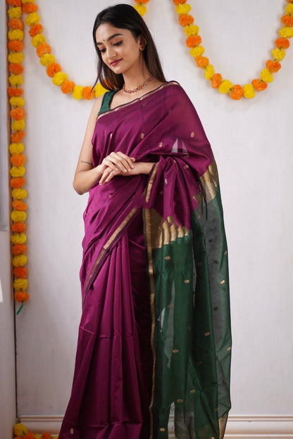 Purple Green Festive Saree