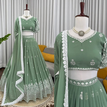 Premium Faux Georgette Embroidered Lehenga Choli Set
