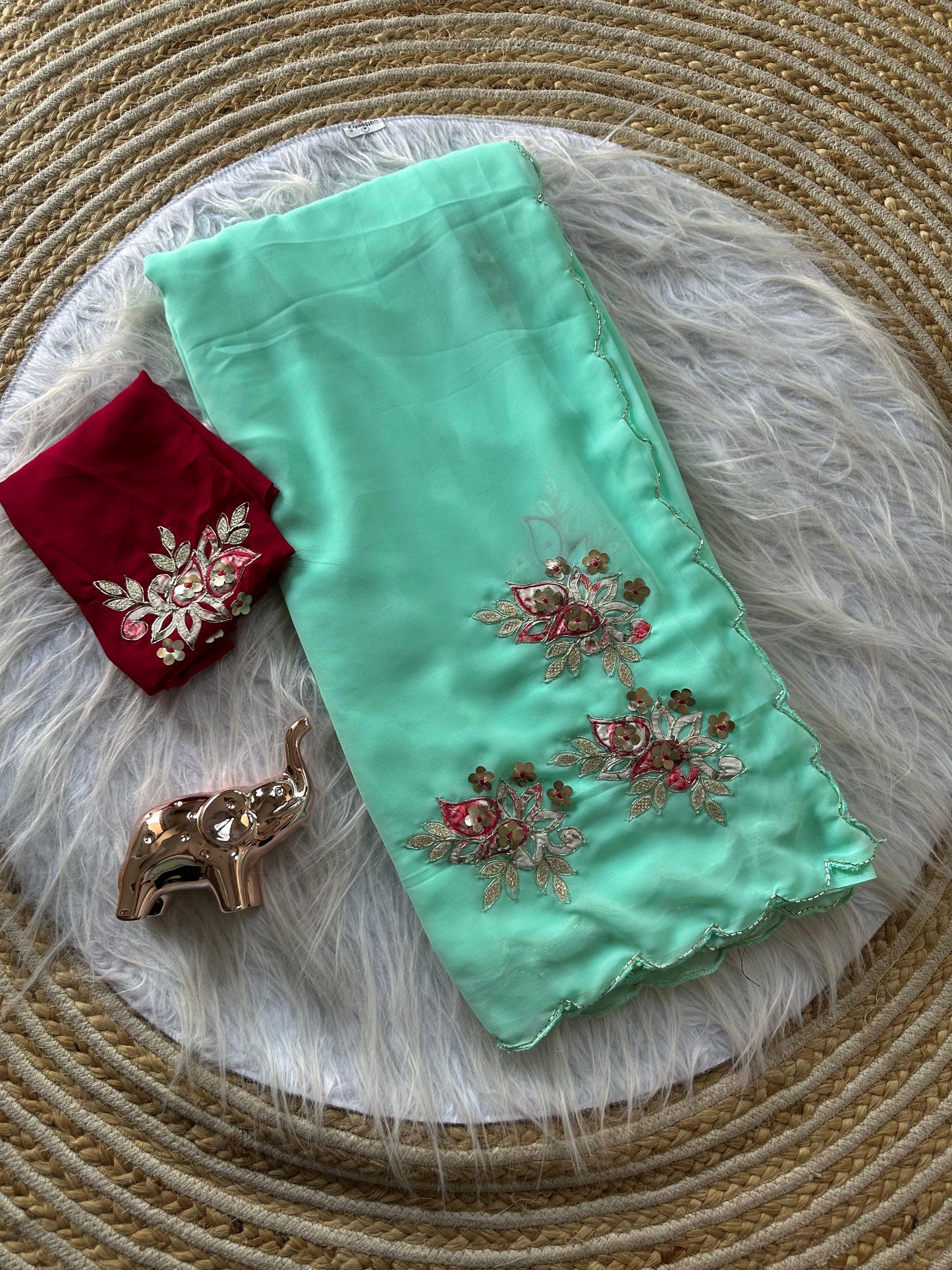 Designer Star Georgette Saree with Patch Work & Aarco Border