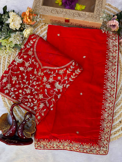 Premium Rangoli Silk Sequence Embroidery Saree