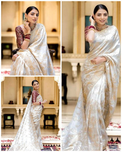 Elegant Cream Floral Saree