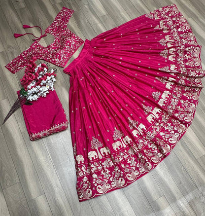 Festival Special Chinon Lehenga Choli with Heavy Embroidery Work (Fully Stitched)