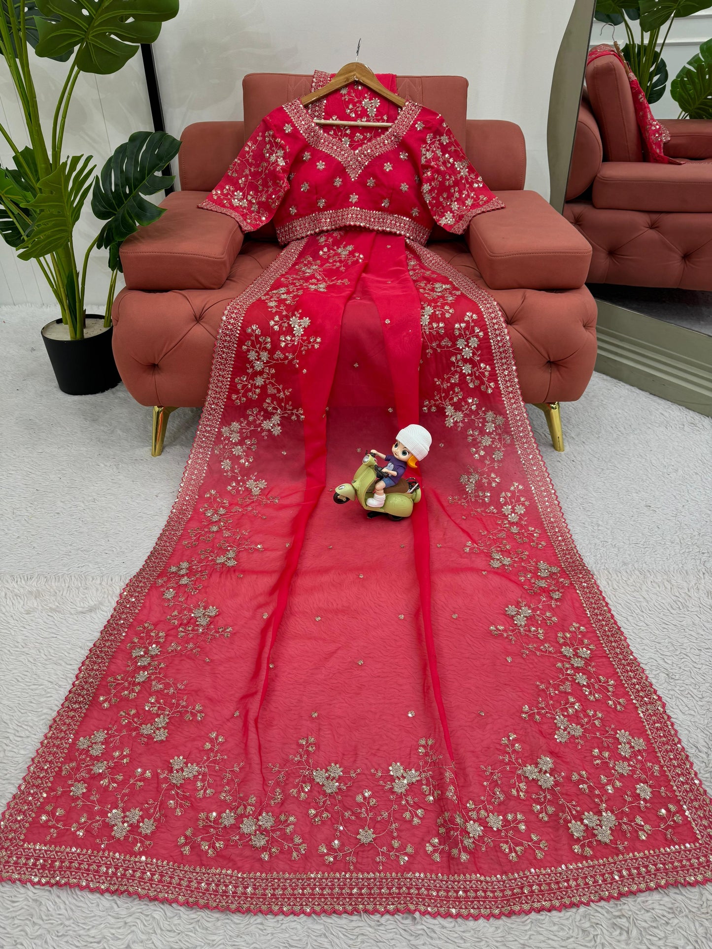 Designer Tibby Silk Saree with Thread & Sequence Work – Wedding Special