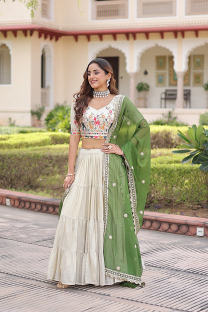 Premium Cosmos Silk Heavy Flair Lehenga Choli With Designer Dupatta (12 Meter Flair)