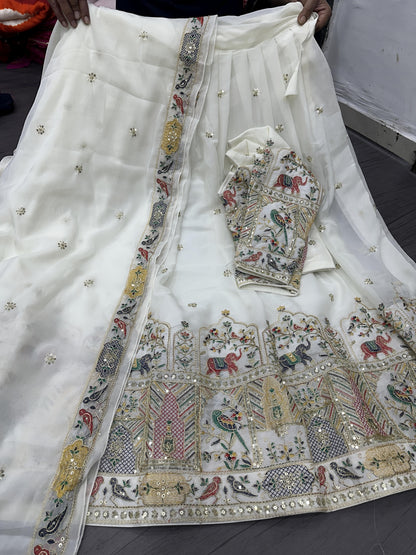 Heavy Embroidery Star Georgette Lehenga Choli Set