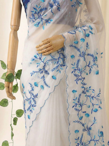 Radhika Tebby Silk Embroidered Saree with Handwork Blouse