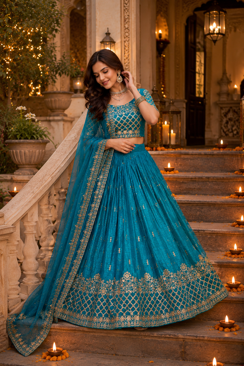 Women's Embroidered Wedding Lehenga Choli Set