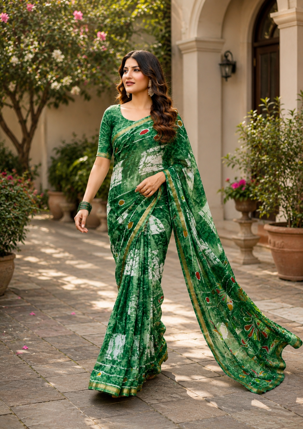 Pathshala Premium Viscose Mul Cotton Printed Saree with Zari Border