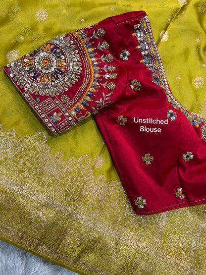 Maharani Banarasi Satin Silk Saree with Handwork Blouse