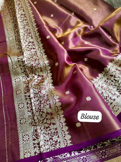 Royal Banarasi Glass Satin Silk Saree with Elegant Zari Woven Border