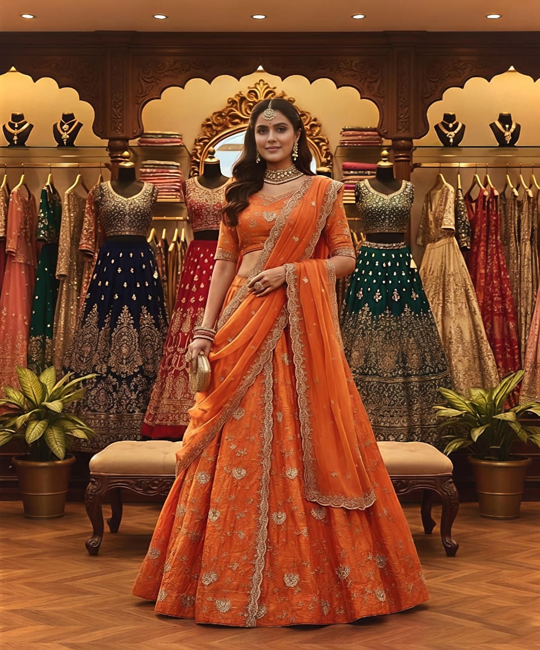 Heavy Fendy Silk Embroidered Lehenga Choli with Dupatta – Wedding & Festive Wear (XL–2XL)