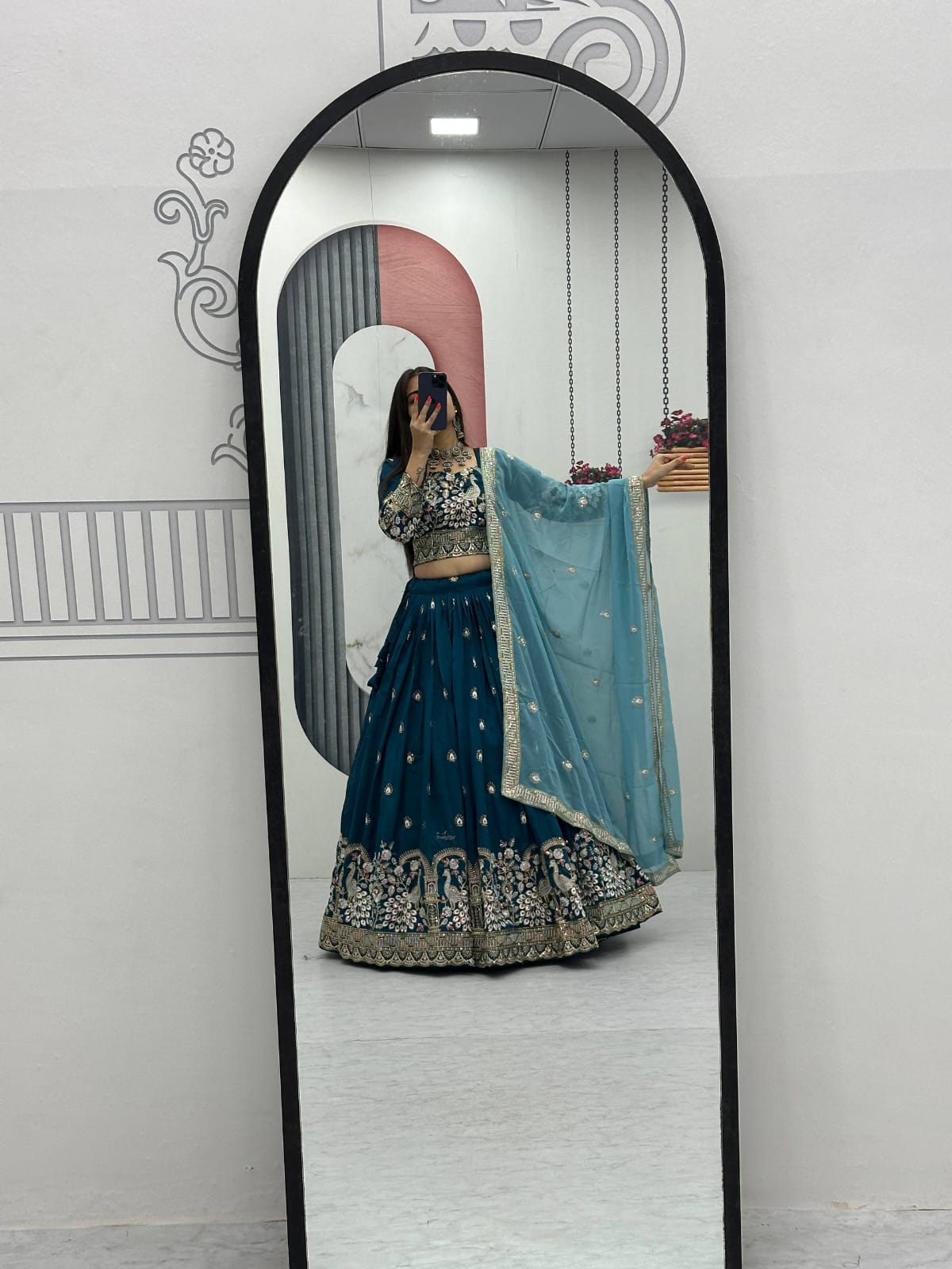 Vichitra Silk Heavy Embroidered Lehenga Choli with Dupatta – Real Model Look