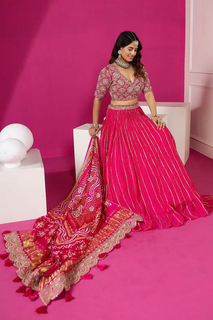Pink Embroidery Digital Print Lehenga Choli