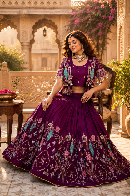 Festival Special Lehenga Choli with Designer Koti & Heavy Embroidery Work